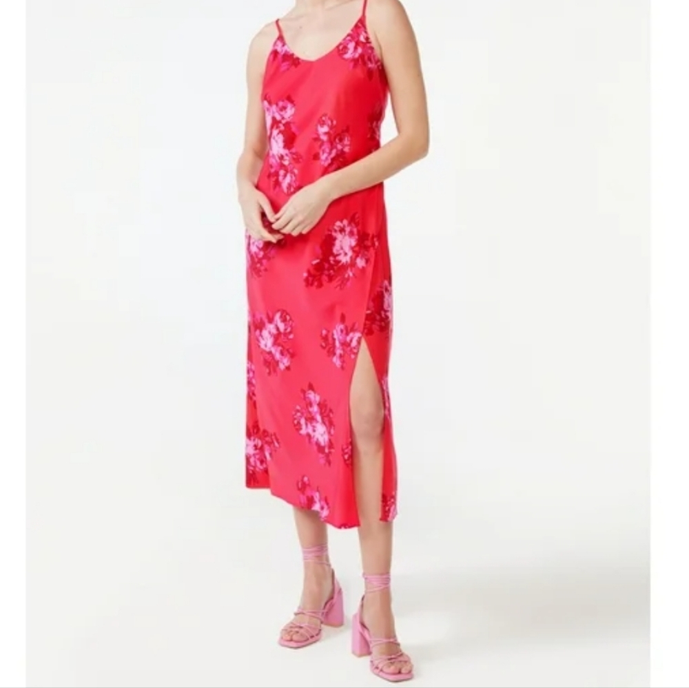 Scoop Floral Midi slip dress